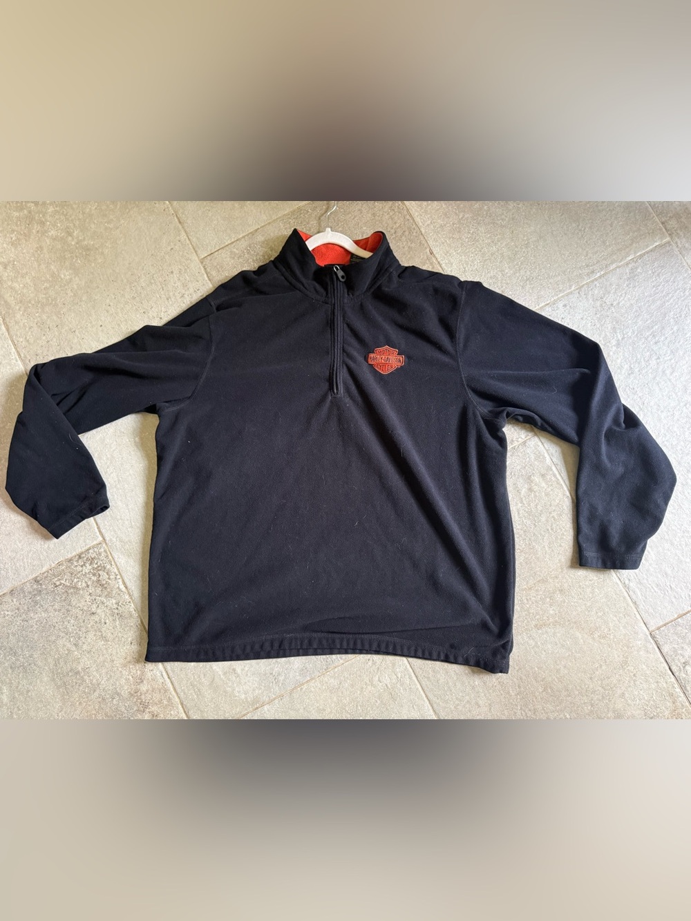 Harley-Davidson Black Men’s Half-Zip Pullover with Red Logo and Lining